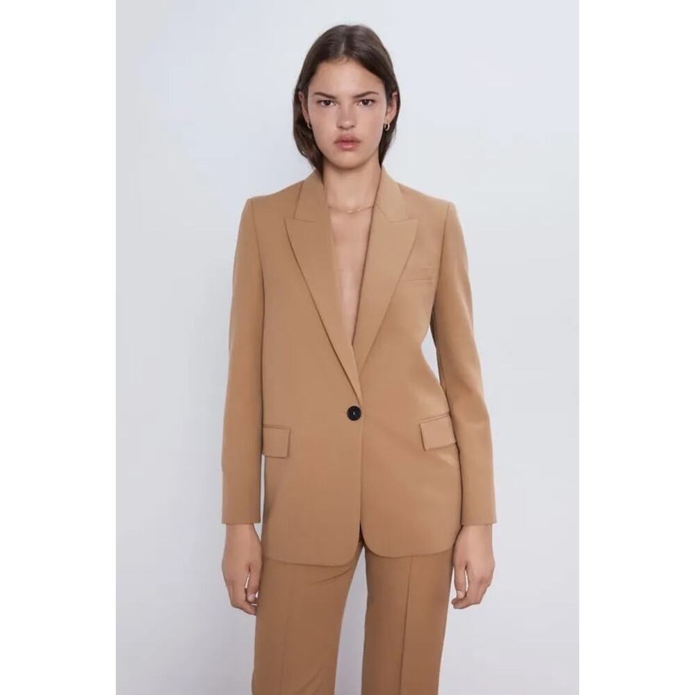 NWT Zara Camel Blazer Size Large - Picture 2 of 9